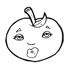 cartoon apple with face