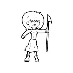 cartoon woman with harpoon