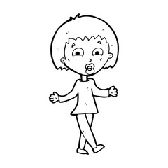 cartoon woman shrugging shoulders