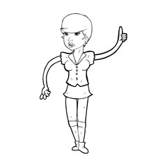 cartoon pretty girl asking question