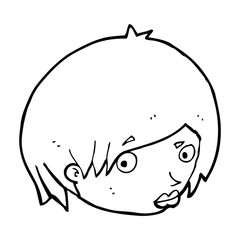 cartoon female face with raised eyebrow