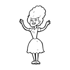 cartoon happy 1950's woman