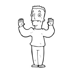 cartoon man surrendering
