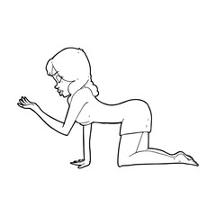 cartoon woman on all fours