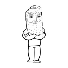 cartoon serious man with beard