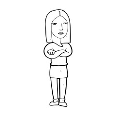 cartoon woman with folded arms
