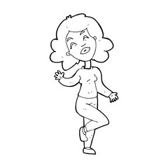 cartoon happy woman dancing