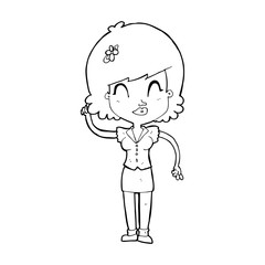 cartoon pretty woman with idea