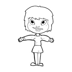 Obraz premium cartoon woman with open amrs