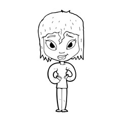 cartoon satisfied woman