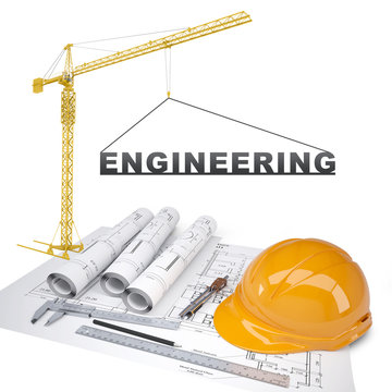 Building crane with ruler