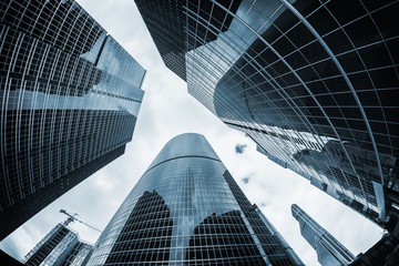 landscape of silhouettes of skyscrapers in the city