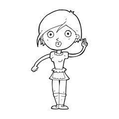 cartoon waitress making hand gesture