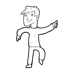 cartoon happy man pointing