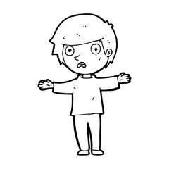 cartoon worried boy