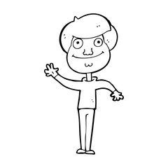 Obraz premium cartoon happy man waving