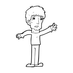 Obraz premium cartoon worried man reaching out