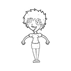 cartoon excited woman