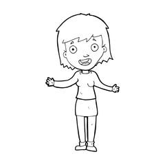 cartoon excited woman