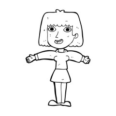 cartoon excited woman