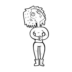 cartoon woman looking upwards