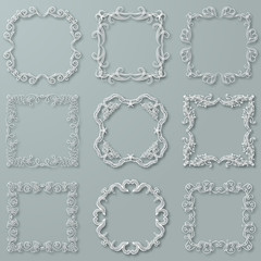 Set of white vector frames
