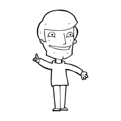 cartoon grinning man with idea