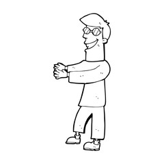 cartoon grinning man wearing glasses