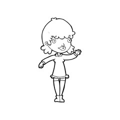 cartoon woman waving