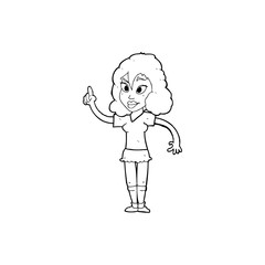 cartoon pretty woman with idea