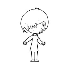 cartoon woman shrugging shoulders