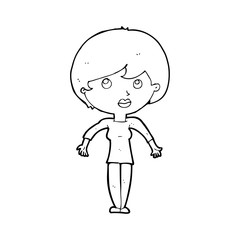 cartoon woman shrugging shoulders