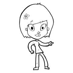 cartoon pretty woman pointing
