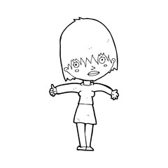 cartoon curious woman