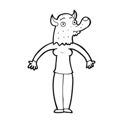 cartoon friendly werewolf woman