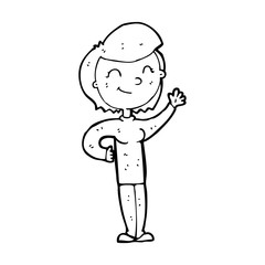 cartoon friendly waving woman