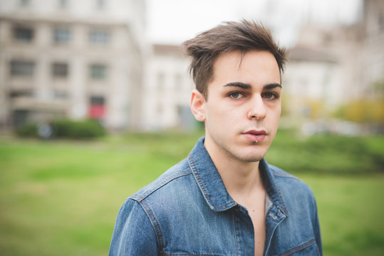 young handsome alternative dark model man