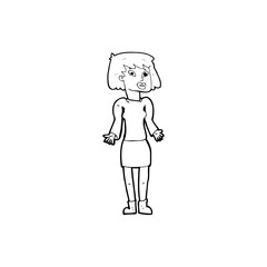 cartoon woman shrugging shoulders
