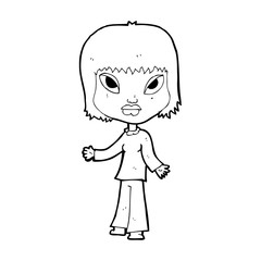 cartoon woman with open arms