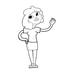 cartoon woman waving