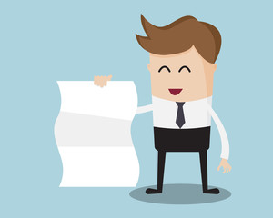 Businessman Show Blank Paper In Right Hand