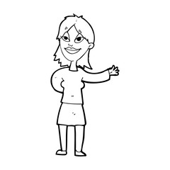 cartoon woman gesturing to show something