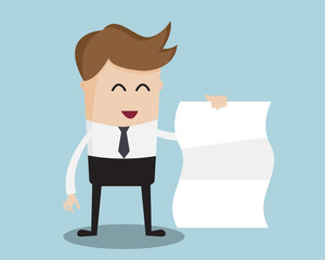 Businessman Show Blank Paper In Left Hand