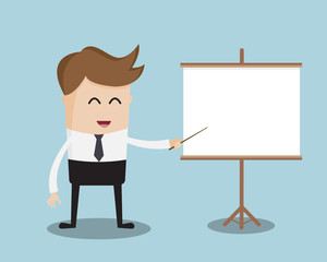 Businessman and Blank White Board