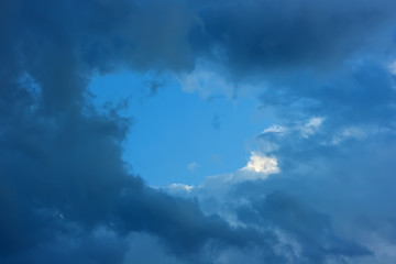 Naklejka na ściany i meble Deep blue clouds and clear sky.