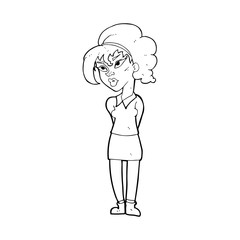 cartoon pretty girl tilting head