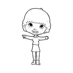 Obraz premium cartoon happy woman pointing