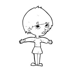 cartoon woman with open arms