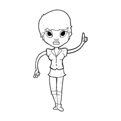 cartoon pretty woman with idea