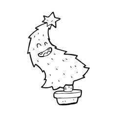 cartoon dancing christmas tree